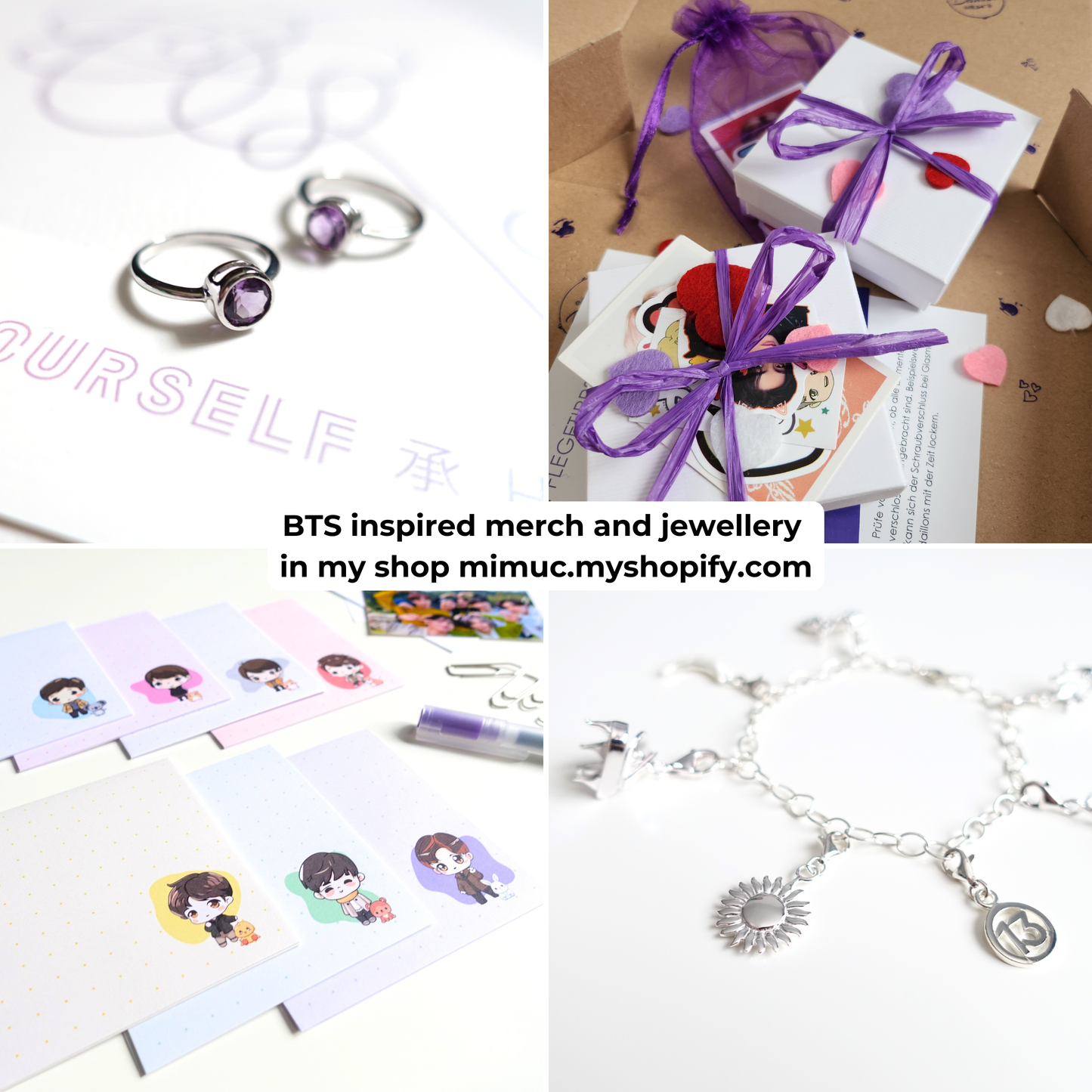 BTS Arirang inspirierte Halskette und Ohrringe mit Cabochon-Elementen im Set oder separat