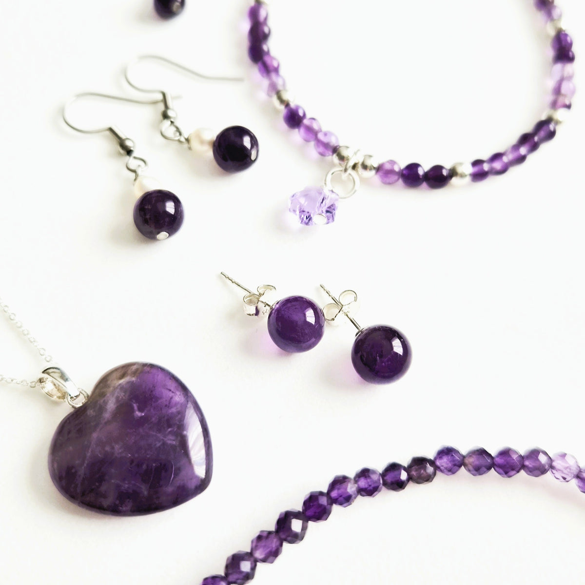 BTS inspirierte Borahae-Amethyst-Ohrringe mit Süßwasserperlen