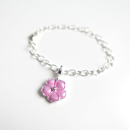 Sakura Charm-Armband mit Kirschblüte Anhänger aus 925er Silber