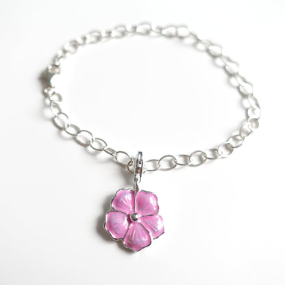 Sakura Charm-Armband mit Kirschblüte Anhänger aus 925er Silber