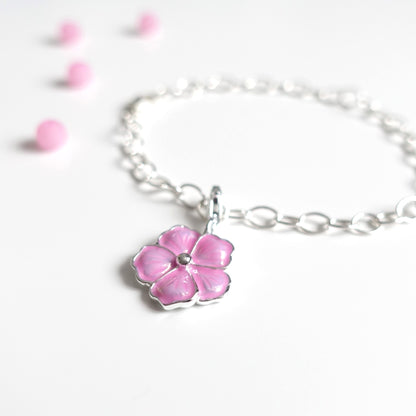 Sakura Charm-Armband mit Kirschblüte Anhänger aus 925er Silber