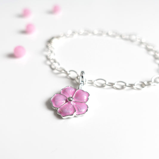 Sakura Charm-Armband mit Kirschblüte Anhänger aus 925er Silber