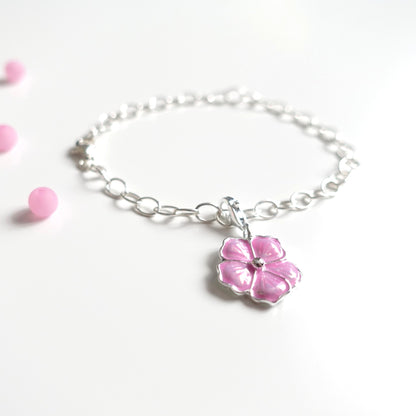 Sakura Charm-Armband mit Kirschblüte Anhänger aus 925er Silber