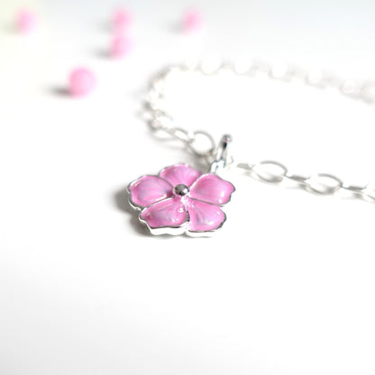 Sakura Charm-Armband mit Kirschblüte Anhänger aus 925er Silber