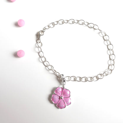 Sakura Charm-Armband mit Kirschblüte Anhänger aus 925er Silber