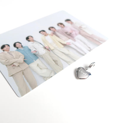BTS inspirierter Charm oder Ketten-Anhänger Herz mit Gravur LOVE aus 925er Silber