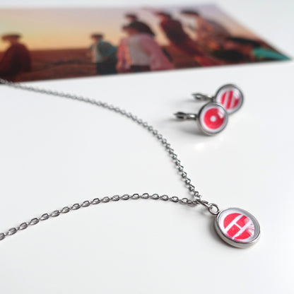 BTS Arirang inspirierte Halskette und Ohrringe mit Cabochon-Elementen im Set oder separat