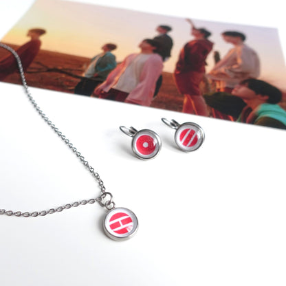 BTS Arirang inspirierte Halskette und Ohrringe mit Cabochon-Elementen im Set oder separat
