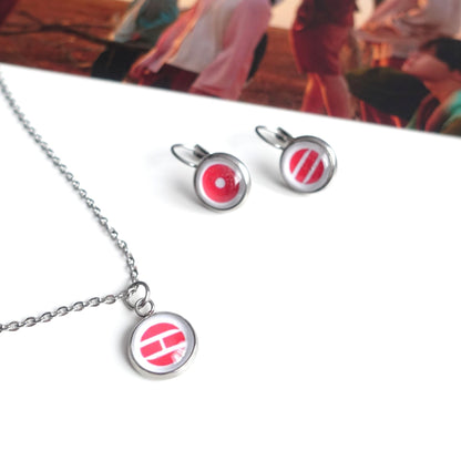 BTS Arirang inspirierte Halskette und Ohrringe mit Cabochon-Elementen im Set oder separat