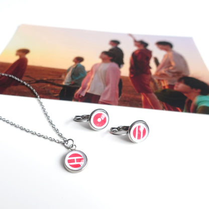 BTS Arirang inspirierte Halskette und Ohrringe mit Cabochon-Elementen im Set oder separat