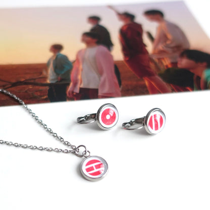 BTS Arirang inspirierte Halskette und Ohrringe mit Cabochon-Elementen im Set oder separat