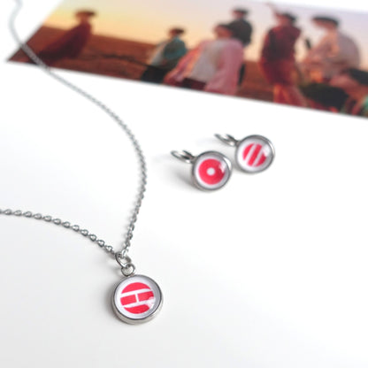 BTS Arirang inspirierte Halskette und Ohrringe mit Cabochon-Elementen im Set oder separat
