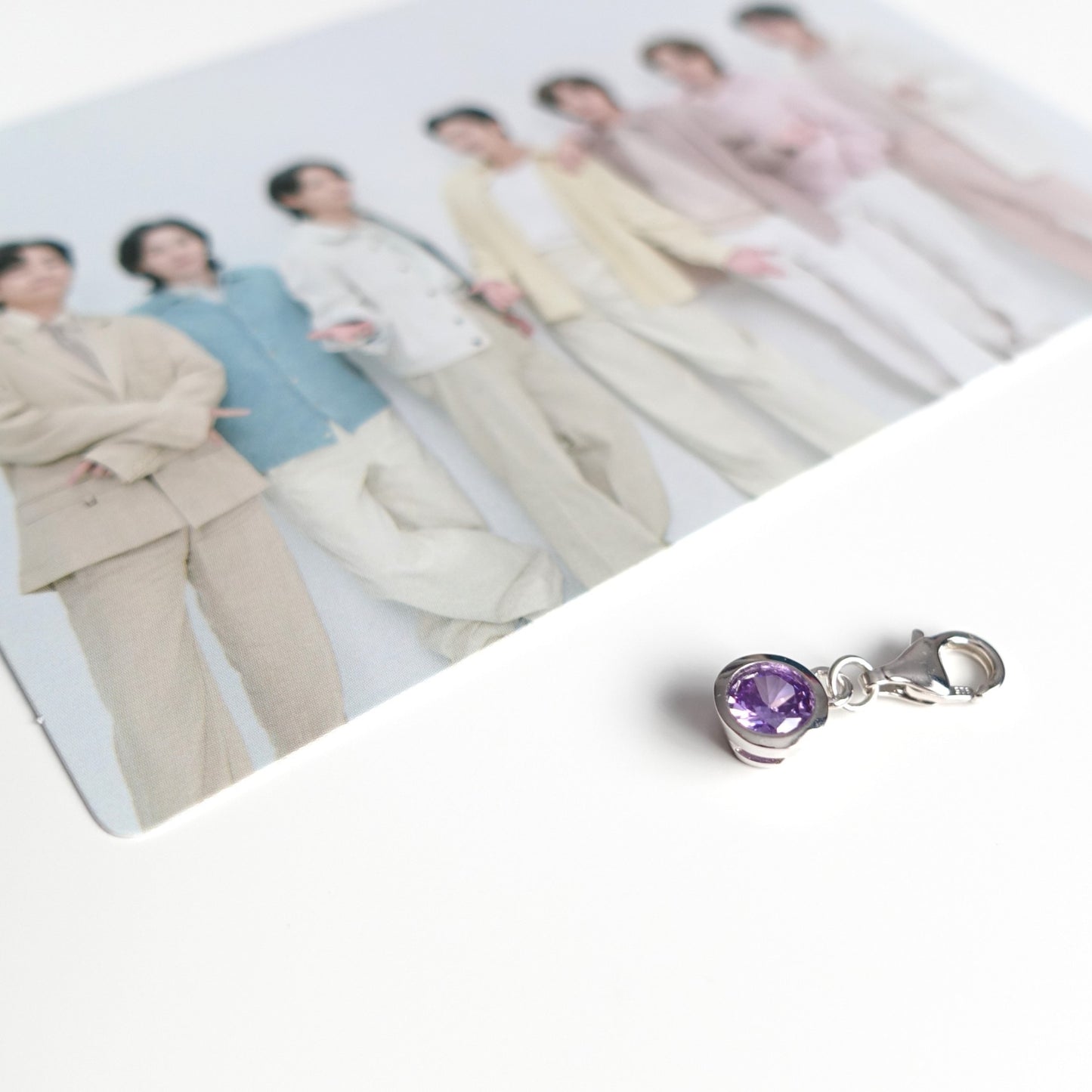 BTS Borahae inspirierter Charm oder Anhänger mit lila Zirkonia und 925er Silber