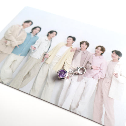 BTS Borahae inspirierter Charm oder Anhänger mit lila Zirkonia und 925er Silber