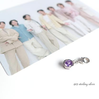 BTS Borahae inspirierter Charm oder Anhänger mit lila Zirkonia und 925er Silber