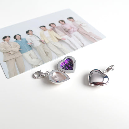 BTS inspirierter Medaillon-Charm oder Ketten-Anhänger für 1–2 Fotos aus 925er Silber