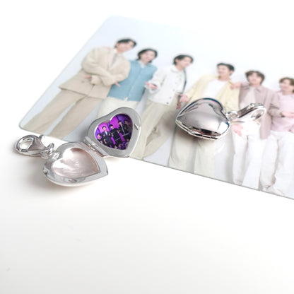 BTS inspirierter Medaillon-Charm oder Ketten-Anhänger für 1–2 Fotos aus 925er Silber