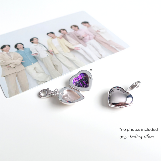 BTS inspirierter Medaillon-Charm oder Ketten-Anhänger für 1–2 Fotos aus 925er Silber