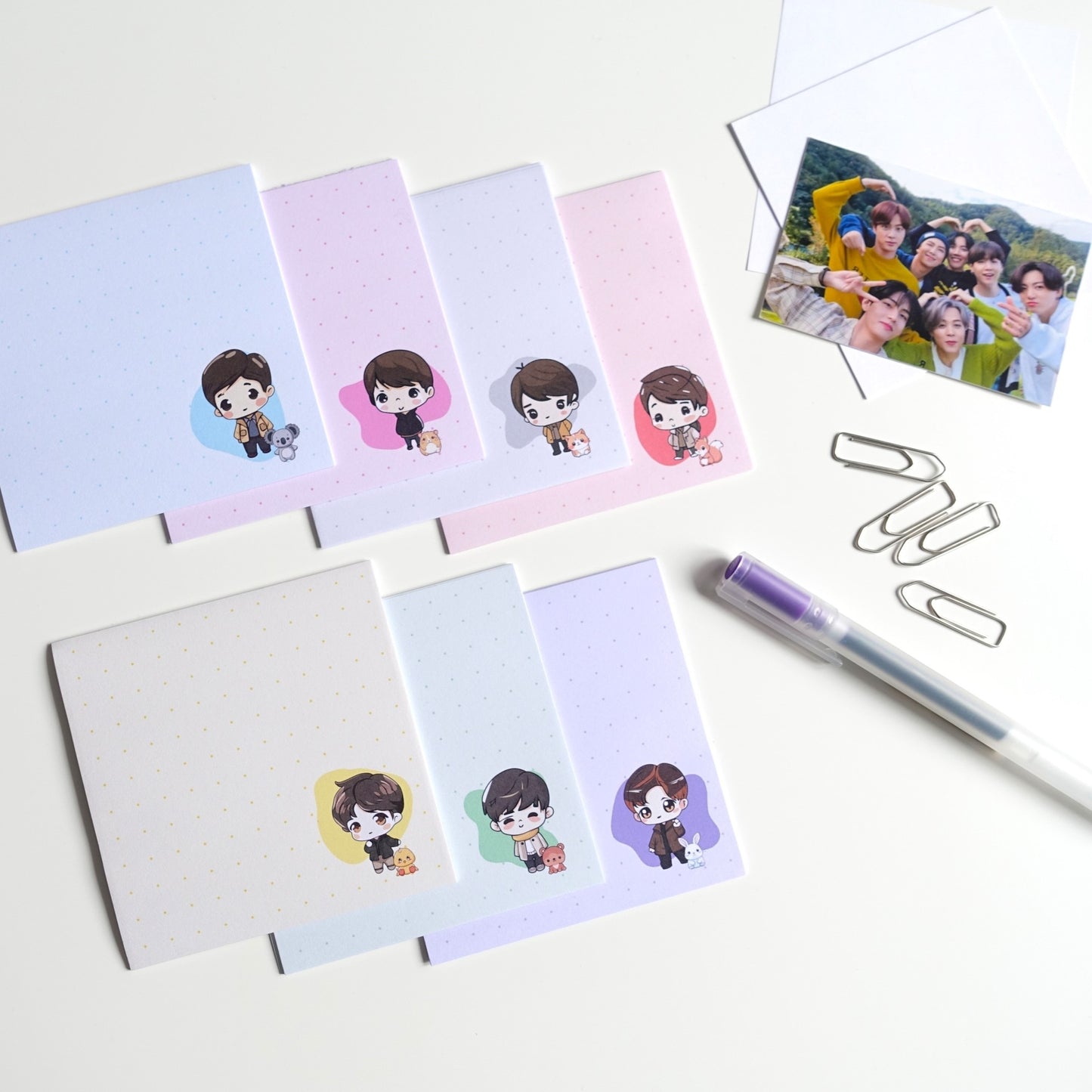 BTS Member Notizzettel-Set: 70 Stück mit 10 Blatt je Member