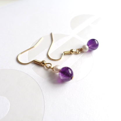 BTS inspirierte Borahae-Amethyst-Ohrringe mit Süßwasserperlen