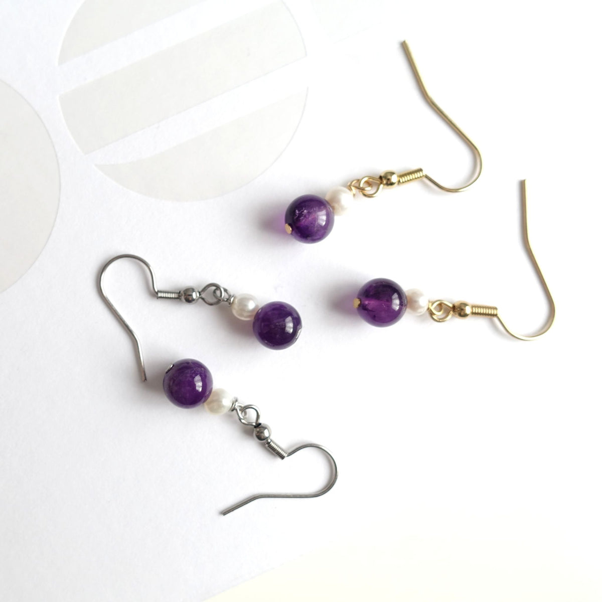 BTS inspirierte Borahae-Amethyst-Ohrringe mit Süßwasserperlen