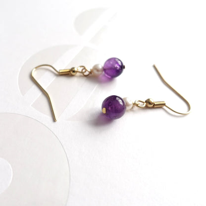 BTS inspirierte Borahae-Amethyst-Ohrringe mit Süßwasserperlen