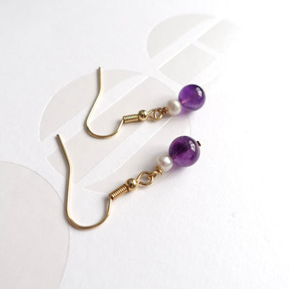 BTS inspirierte Borahae-Amethyst-Ohrringe mit Süßwasserperlen