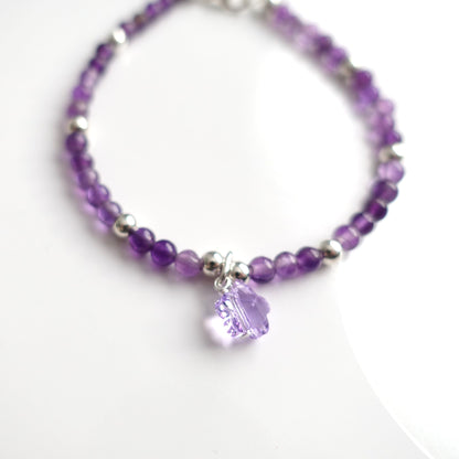 BTS inspiriertes Borahae Amethyst-Armband mit Hibiskus-Anhänger