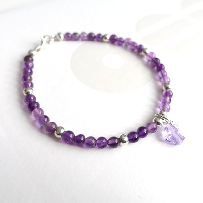 BTS inspiriertes Borahae Amethyst-Armband mit Hibiskus-Anhänger