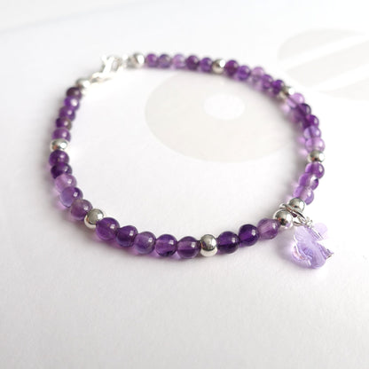 BTS inspiriertes Borahae Amethyst-Armband mit Hibiskus-Anhänger