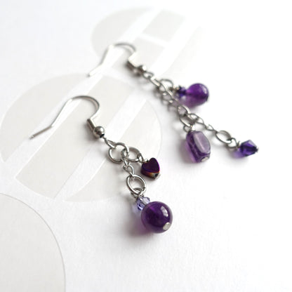 BTS inspirierte Borahae-Ohrringe mit 7 lila Perlen