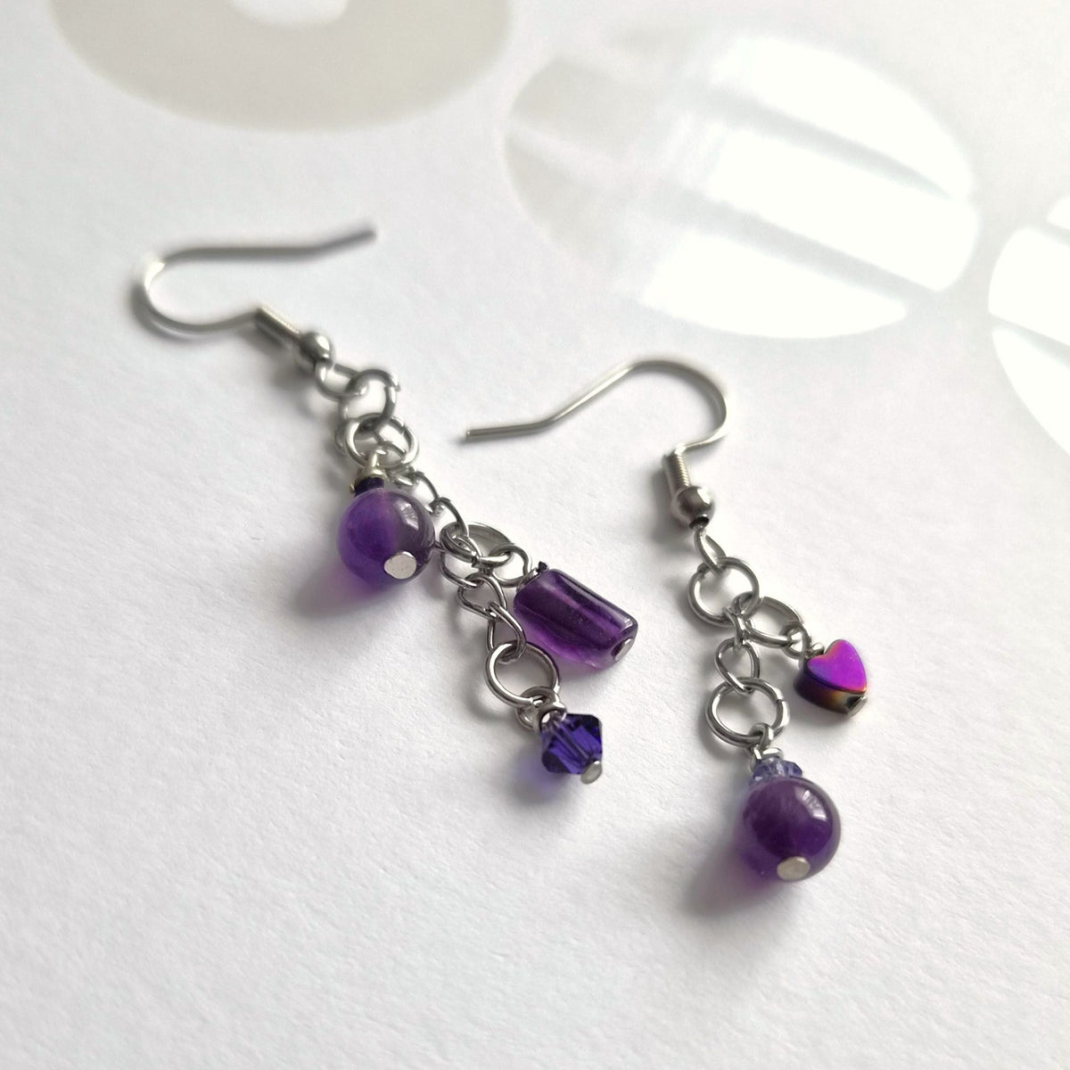BTS inspirierte Borahae-Ohrringe mit 7 lila Perlen