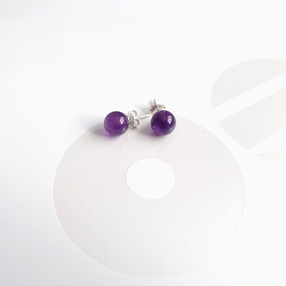 BTS inspirierte Borahae-Ohrstecker mit Amethyst-Perlen