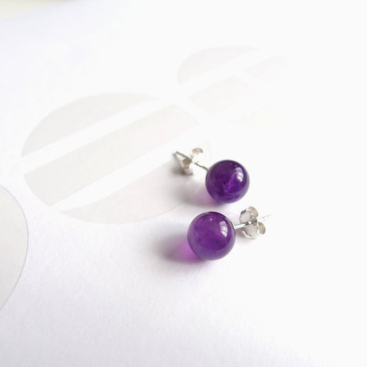 BTS inspirierte Borahae-Ohrstecker mit Amethyst-Perlen