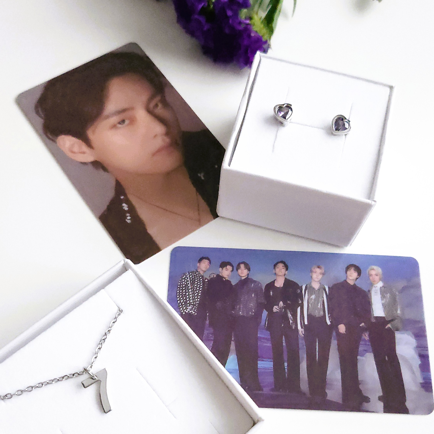 BTS inspirierter Ring mit echtem lila Amethyst und 925er Silber