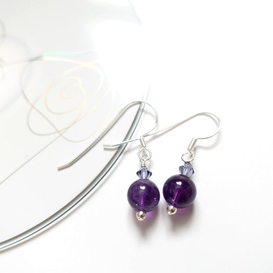 BTS inspirierte lila Ohrringe mit Amethyst und Glasschliffsteinen