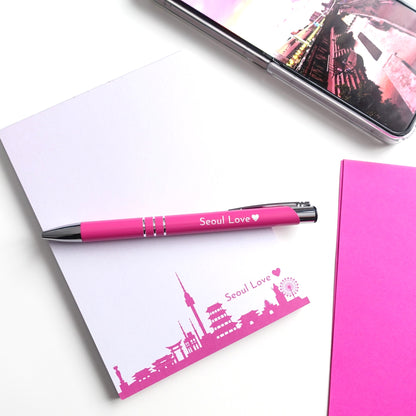 Schreibset "Seoul Love" mit Notizblock, Kugelschreiber und Seoul-Skyline